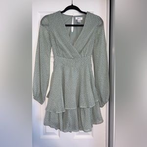 Green and white polka dot summer dress